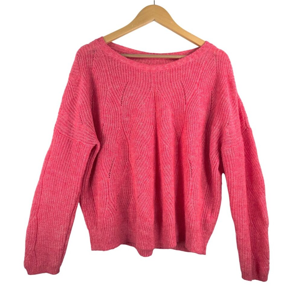 Anthropologie‎ wool blend Keely pink sweater relaxed preppy 90s sz M